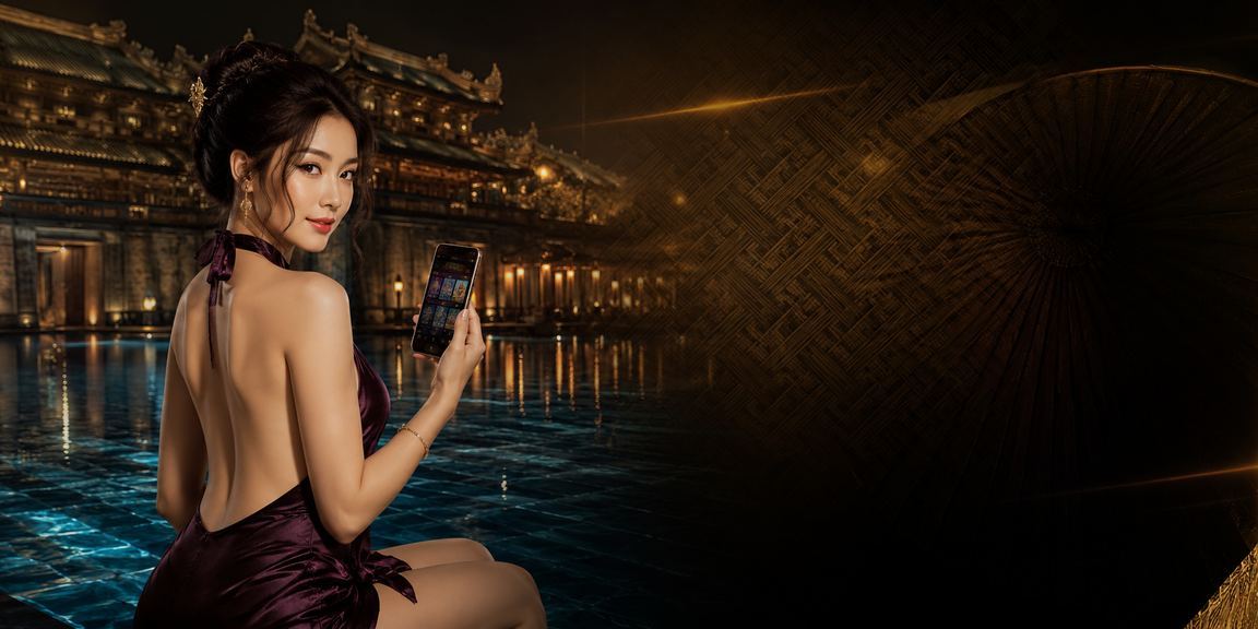 Người dùng Huế dùng ứng dụng casino trực tuyến trên điện thoại bên chiếc nón lá truyền thống